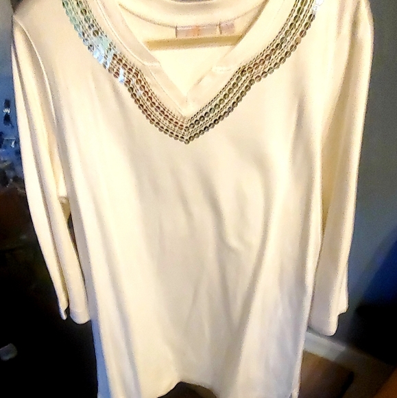 NWT Quaker Factory blouse with gold sequence - Picture 7 of 12